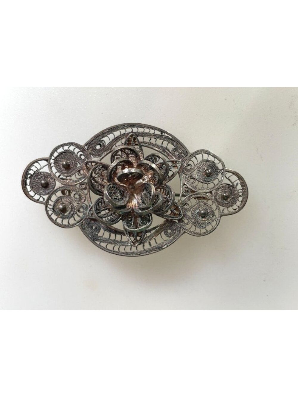 intage Sterling Silver Filigree 3D Layered Blooming Flower Statement Brooch